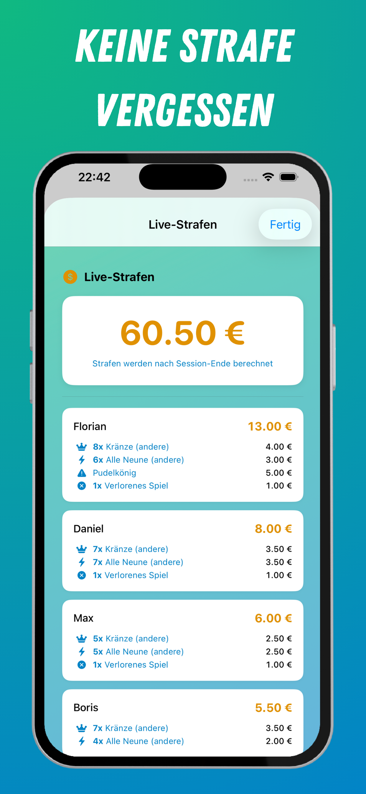 Keine Strafe vergessen